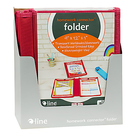 C-Line Classroom Connector School-To-Home Folders, 9” x 12”, Red, Pack Of 24 Folders