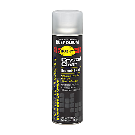 Rust-Oleum Hard Hat High Performance V2100 System Rust Preventive Enamel Spray Paint, 14 Oz, Gloss Crystal Clear, Case Of 6 Cans