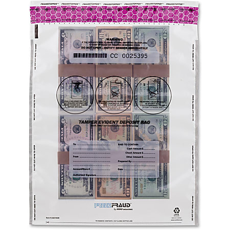 MMF 16" FREEZFraud Deposit Bags - 12" Width x 16" Length - Clear - Polyethylene - 1/Box - Currency Handling