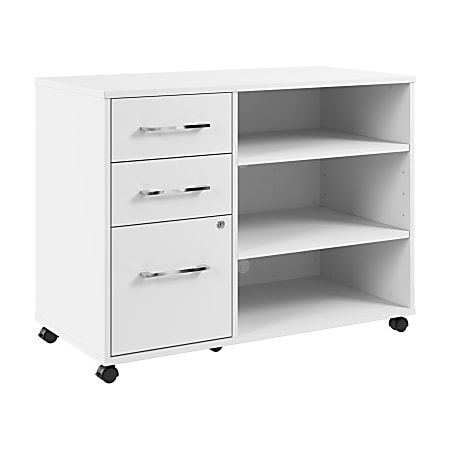 Bush Business Furniture Hustle Office Storage Cabinet With Wheels, White, Standard Delivery