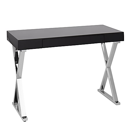 LumiSource Luster Contemporary Console Table, 32"H x 47-3/4"W x 18-3/4"D, Black/Chrome
