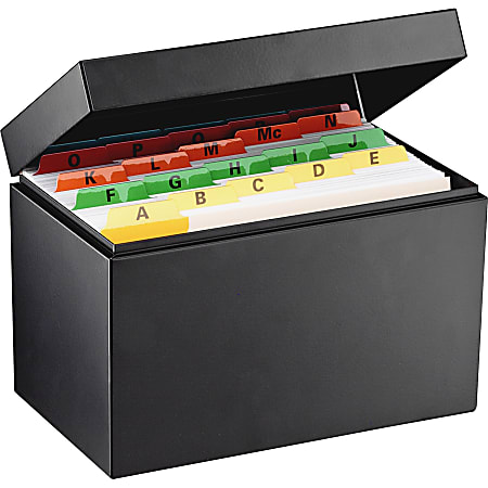 Steelmaster Steel Index Card Storage File Box, 8 1/2" x 5 1/8" x 5 14/16", Black