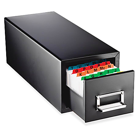 MMF Card File Drawers - 1500 x Card File - 1 Compartment(s) - 1 Drawer(s) - 5.3" Height x 6.5" Width x 16" Depth - Recycled - Black - Steel, Rubber - 1Each