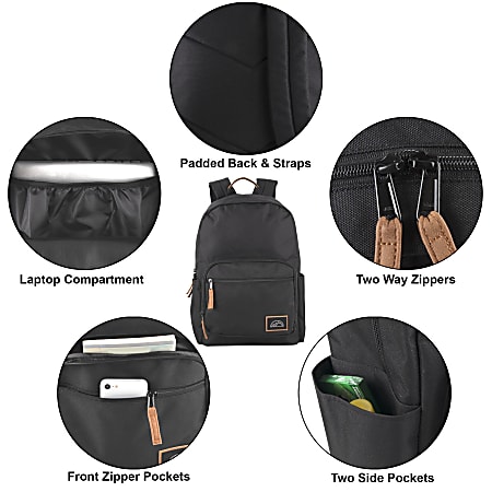 black backpack with zippered main compartment with padded laptop sleeve 24-pack Bulk 18" Soft Touch w Travel boldly with our convertible zippered backpack tote JanSport Journey Pack Backpack 