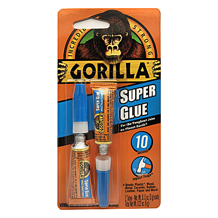 Gorilla™ Super Glue, 0.11 Oz Tubes, Pack Of 2 Tubes