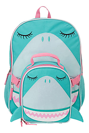 Accessory Innovations Sparkle Shark Backpack With Lunch Kit, Turquoise