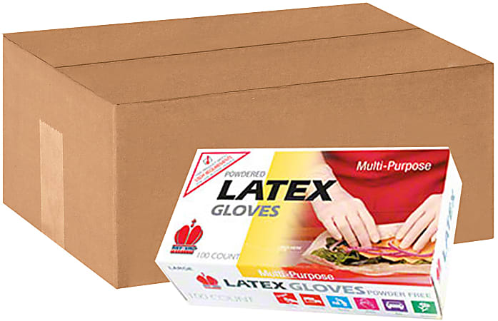 Goldmax Disposable Powder-Free Latex Gloves, Large, Natural, 100 Per Pack, Case Of 10 Packs