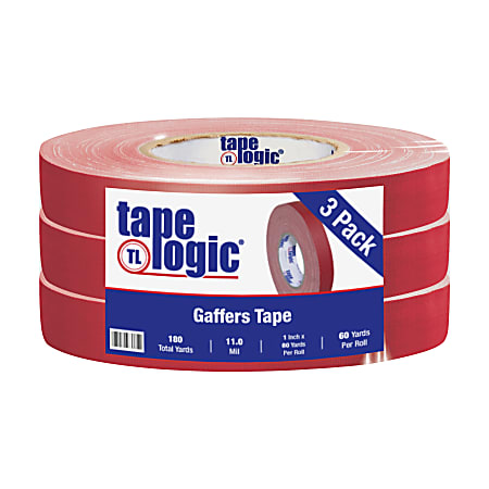 Tape Logic Gaffers Tape, 1" x 60 Yd., 11 Mil, Red, Case Of 3 Rolls