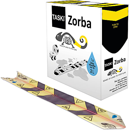 Diversey TASKI Zorba Leak Lizard Absorbent Control Strips, 100' Total, Multicolor, Carton Of 50 Strips