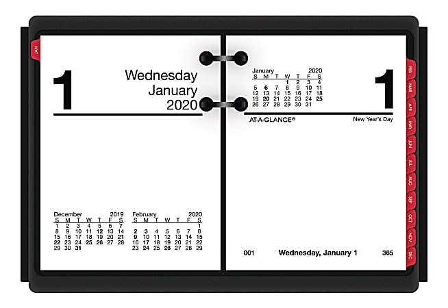 AT-A-GLANCE® Compact Daily Loose-Leaf Desk Calendar Refills, 3" x 3-3/4", January To December 2020, E91950