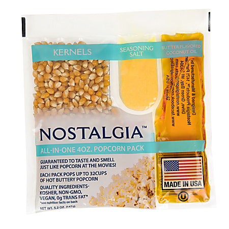 Nostalgia Electrics Best Tasting Premium 8-Ounce Popcorn, Oil & Seasoning  Salt All-In-One Packs - 24 Count