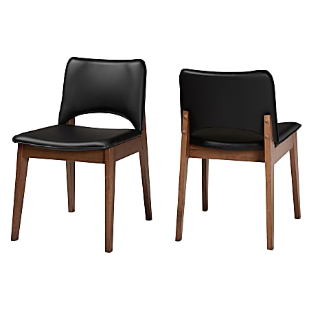 Baxton Studio Afton Dining Chairs, Black/Walnut Brown, Set