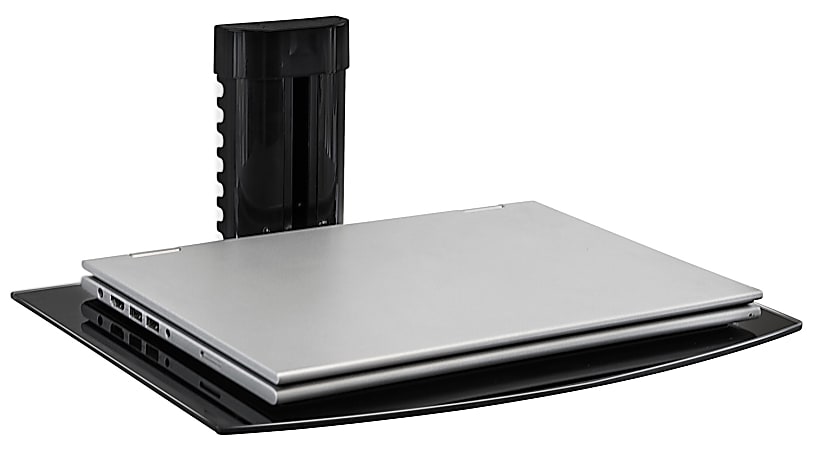 Mount-It! MI-891 Floating Glass Wall Shelf, 4.25"H x 14.25"W x 9.87"D, Black