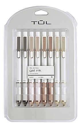 TUL® GL Series Retractable Gel Pens, Medium Point, 0.7 mm, Pearl White Barrel, Black Ink, Pack Of 8 Pens