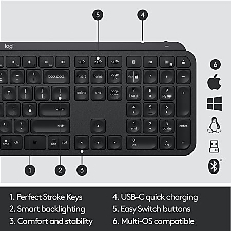 Logitech MX Keys Wireless Illuminated Keyboard Black 920 009295