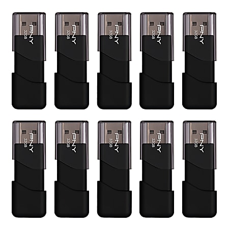 PNY Attaché 3 USB 2.0 Flash Drives, 32GB, Pack Of 10 Flash Drives