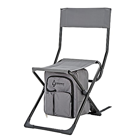 Arrowhead Outdoor™ Backpackable Canvas Outdoor Furniture Fishing And Camp Chair With Backrest And 25-Can Cooler, Gray/Black