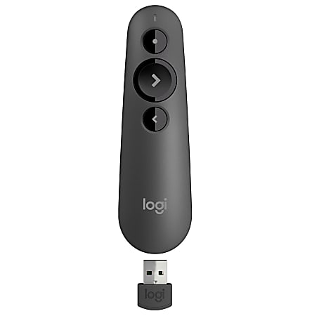 Logitech® Laser Class 1 R500s Bluetooth® & USB Presentation Clicker, 4-7/8”H x 1-1/2”W, Black