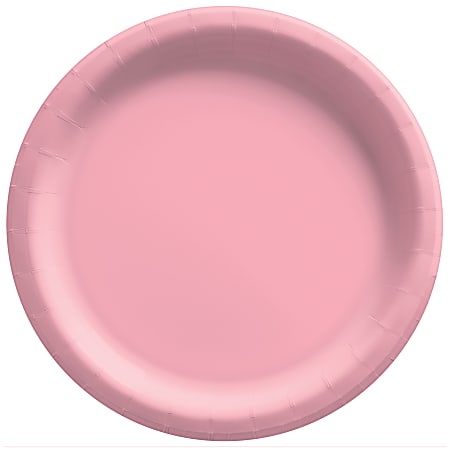 Amscan Round Paper Plates, New Pink, 10”, 50