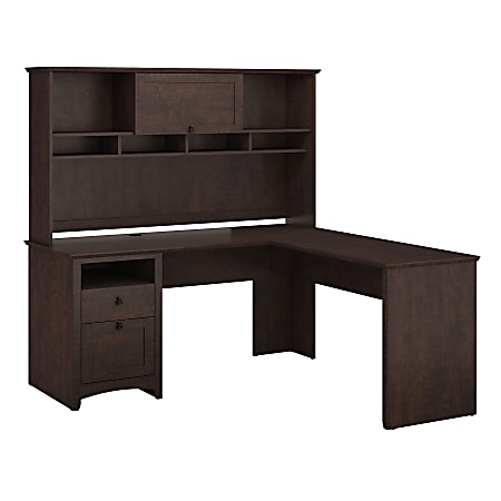 Bush Furniture Buena Vista L Shaped Desk With Hutch, Madison Cherry, Standard Delivery