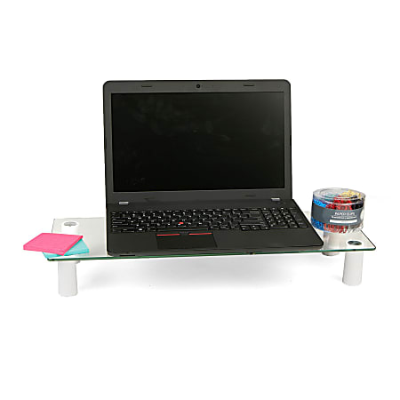 Mind Reader Glass Monitor Stand Riser, Clear