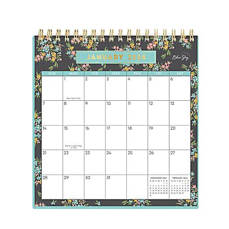 2024 Blue Sky™ Winnie Charcoal Monthly Desk Calendar