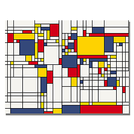 Trademark Global Mondrian World Map Gallery-Wrapped Canvas Print By Michael Tompsett, 22"H x 32"W