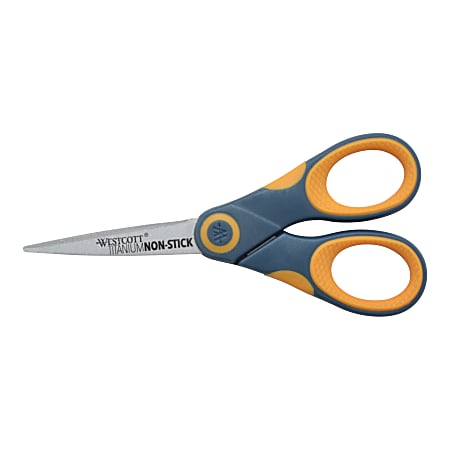 Westcott Titanium Bonded Non Stick Scissors 5 Pointed GrayYellow - Office  Depot