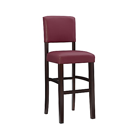 Linon Franklin Faux Leather Bar Stool, Espresso/Dark Red