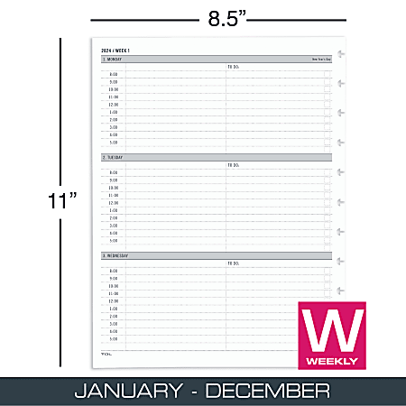 2024 TUL Discbound Weekly Planner Refill Pages Hourly Appointment Times