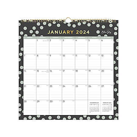 2024 Blue Sky™ Monthly Wall Calendar, 12" x 12", Playtime, January To December