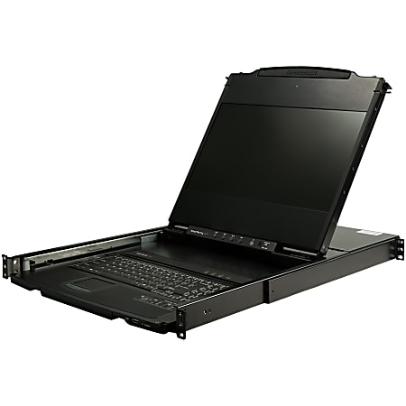 StarTech.com 17" HD Rackmount KVM Console - Dual Rail - DVI & VGA Support - Rackmount LCD Monitor - Cables and Mounting Brackets Included - 1 Front USB Port - Dual rail rackmount KVM console also gives you easy visibility to your system