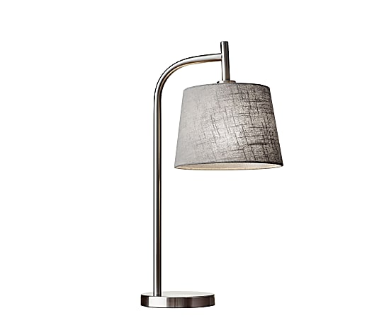 Adesso® Blake Table Lamp, 25"H, Gray Shade/Brushed Steel Base