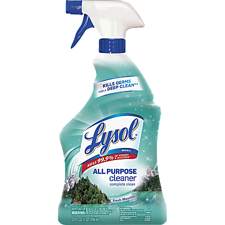Lysol Fresh Mountain All Purpose Cleaner - Ready-To-Use Spray - 0.25 gal (32 fl oz) - Mountain Fresh ScentBottle - 12 / Carton - Blue