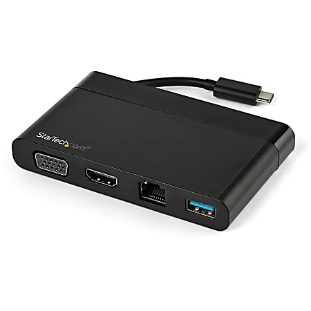 StarTech.com USB C Multiport Adapter with HDMI and VGA - Mac/Windows/Chrome - 4K - 1x USB-A Port - GbE - DKT30CHVCM
