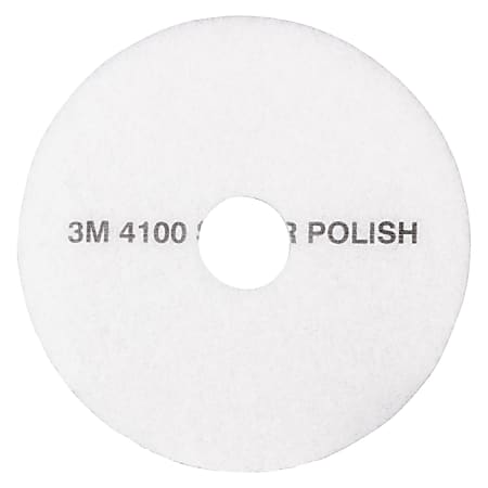 3M™ 4100 Super Polishing Floor Pads, 16" Diameter, White, Box Of 5