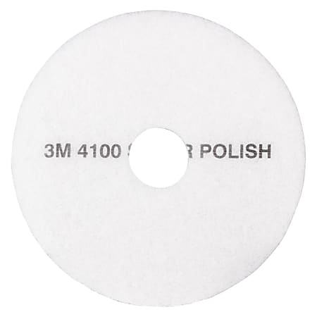 3M™ 4100 Super Polishing Floor Pads, 20" Diameter, White, Box Of 5