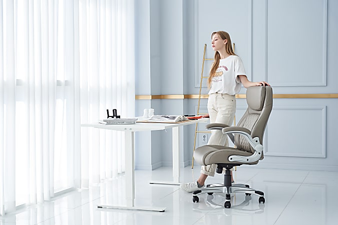 Nouhaus Posture Ergonomic PU Leather Office Chair White NHO