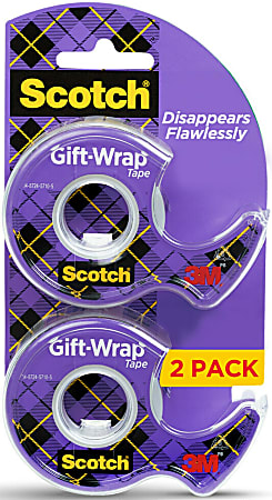 Scotch® Satin Gift-Wrap Tape, 3/4" x 600", Clear,