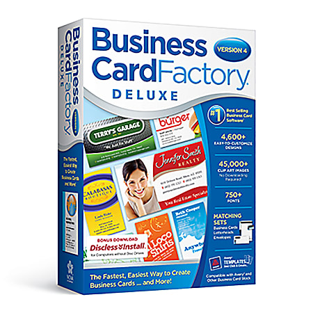 Nova Development Business Card Factory Deluxe  (v. 4.0)  license  1 user  ESD  Win