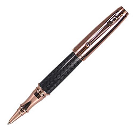 Monteverde® Invincia™ Rollerball Pen, Rose Gold, Fine Point, 0.7 mm, Black Barrel, Black Ink