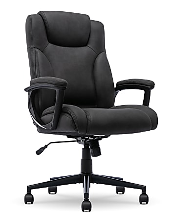 Serta&reg; Comfort Eco Ergonomic Velvet Mid-Back Office Chair, Light Black