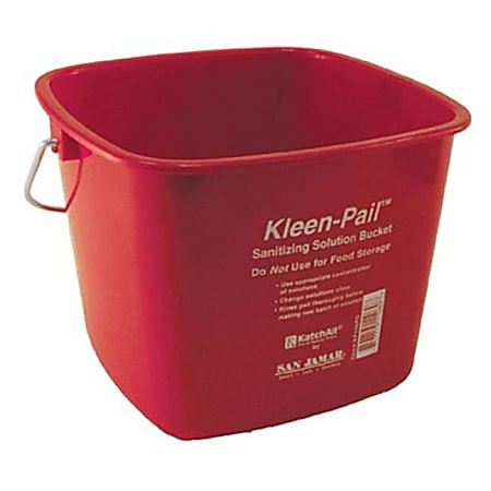San Jamar Kleen-Pail Sanitizer Bucket, 8 Quarts, Red
