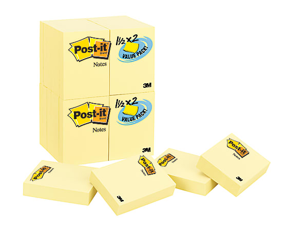 Post-it® Notes, 1-1/2" x 2", Canary Yellow, Pack Of 24 Pads