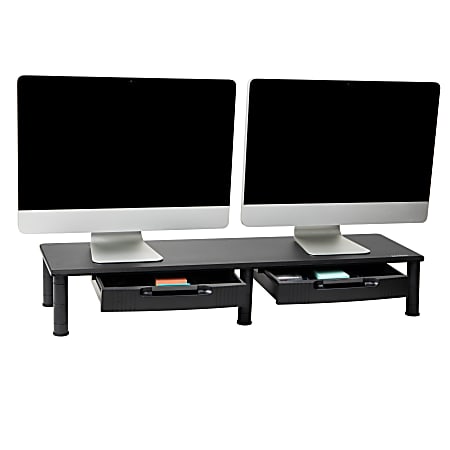 Mind Reader Dual Monitor Stand Plastic Height Adjustable 6 12 H x