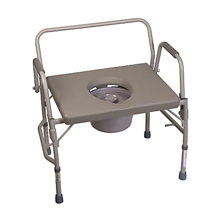 DMI® Bariatric Drop-Arm Bedside Commode, 34"H x 28 1/2"W x 23"D, Gray