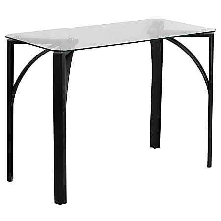 Flash Furniture 39-1/4"W Contemporary Tempered-Glass Desk, Clear/Black