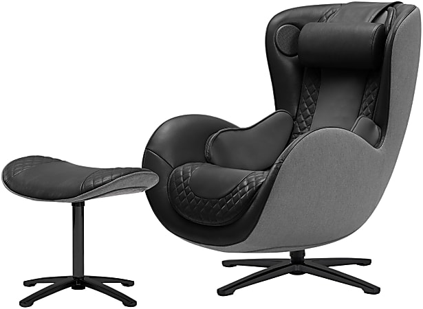 Nouhaus Classic Leather Massage Chair With Ottoman, Space Black