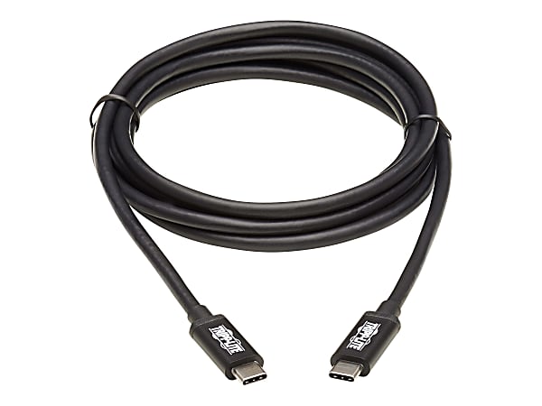 Tripp Lite Thunderbolt 3 Cable 20 Gbps Passive 5A 100W PD 4K USB C M/M 2M - First End: 1 x USB Type C Male Thunderbolt 3 - Second End: 1 x USB Type C Male Thunderbolt 3 - 2.50 GB/s - Supports up to 3840 x 2160 - Nickel Plated Connector - Black