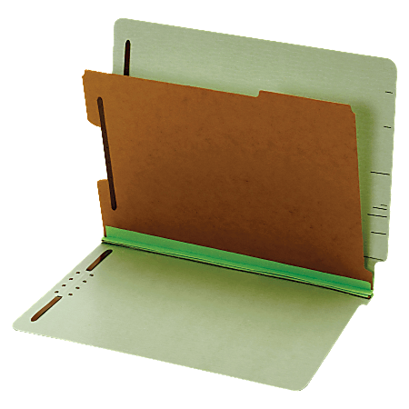 Globe-Weis® 60% Recycled Colored Pressboard Divider Classification Folders, Letter Size, Grey/Light Green, Box Of 10